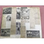 c1945-50's FOOTBALL SCRAPBOOK, CUT OUT ARTICLES, MATCH REPORTS, PLAYERS, PLAYER PROFILES, FEW TRADE