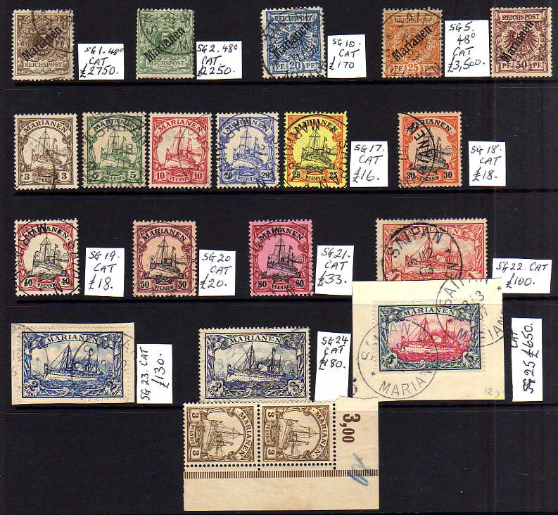 GERMAN COLONIES: MARIANA ISLANDS: MAINLY USED COLLECTION, OVERPRINTS TO 50pf (NOT GUARANTEED), 1901