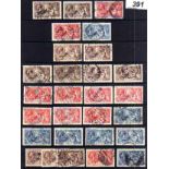 GB: 1913-34 USED SEAHORSES INCLUDING 1915 DLR 5/- AND 10/-, 1918-19 BRADBURY WILKINSON 10/- (5) ETC.