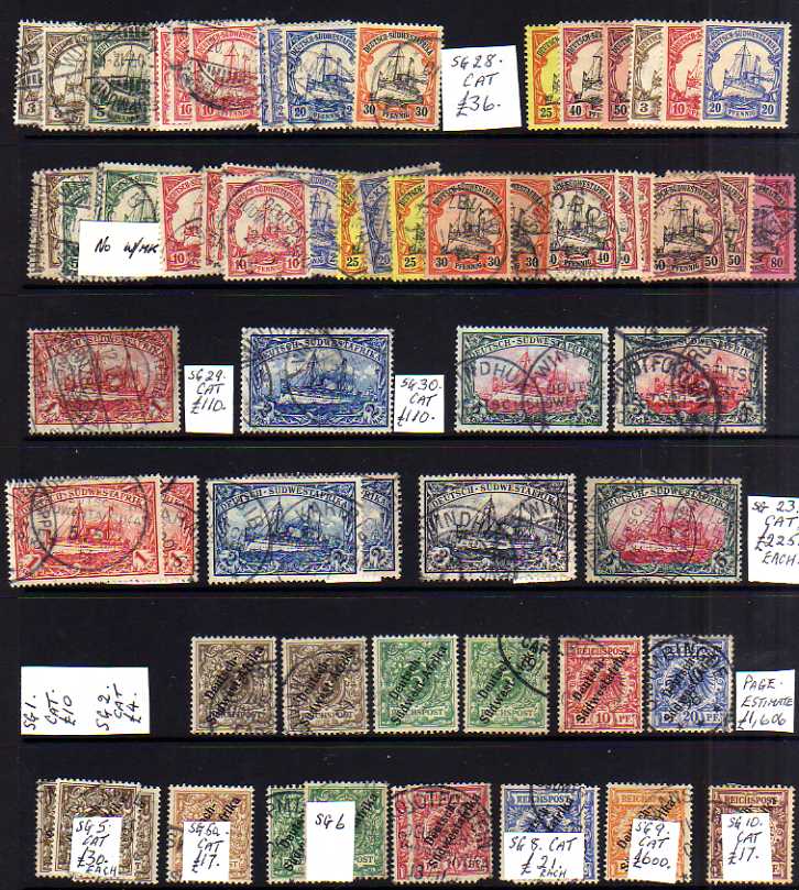 GERMAN COLONIES: SOUTH WEST AFRICA: MAINLY USED COLLECTION WITH 1897-1900 NO HYPHEN 25pf, 1901 NO WM