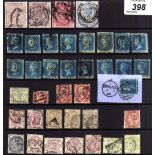 GB: 1841-84 QV USED SELECTION WITH 2d BLUES, 1883-4 10/- SOUND USED, ETC. (38)