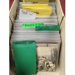 BOX WITH EX DEALERS POSTCARD STOCK: TRANSPORT,SHIPS, FISHING INDUSTRY ETC., FEW BETTER (APPROX 300)