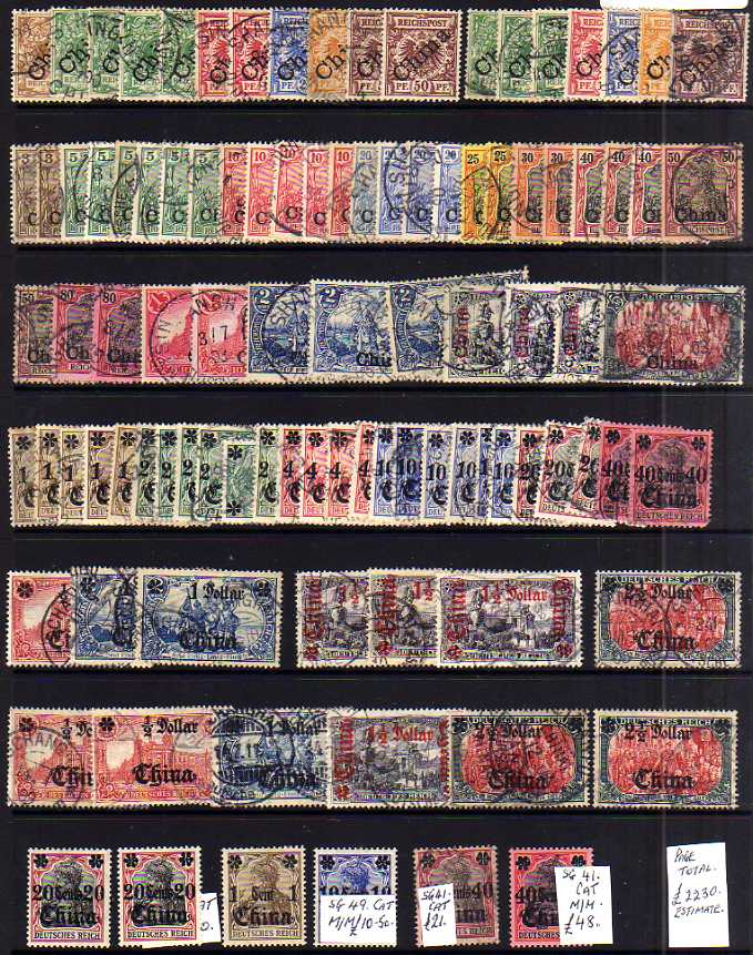 GERMAN POST OFFICES IN CHINA: MAINLY USED COLLECTION WITH 1898 OVERPRINTS TO 50pf (3), 1901-4 REICHP