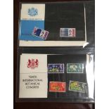 GB: ALBUM OF PRESENTATION PACKS 1964-77, PRE DECIMAL WITH 1964 GEOGRAPHICAL, BOTANICAL AND FORTH ROA