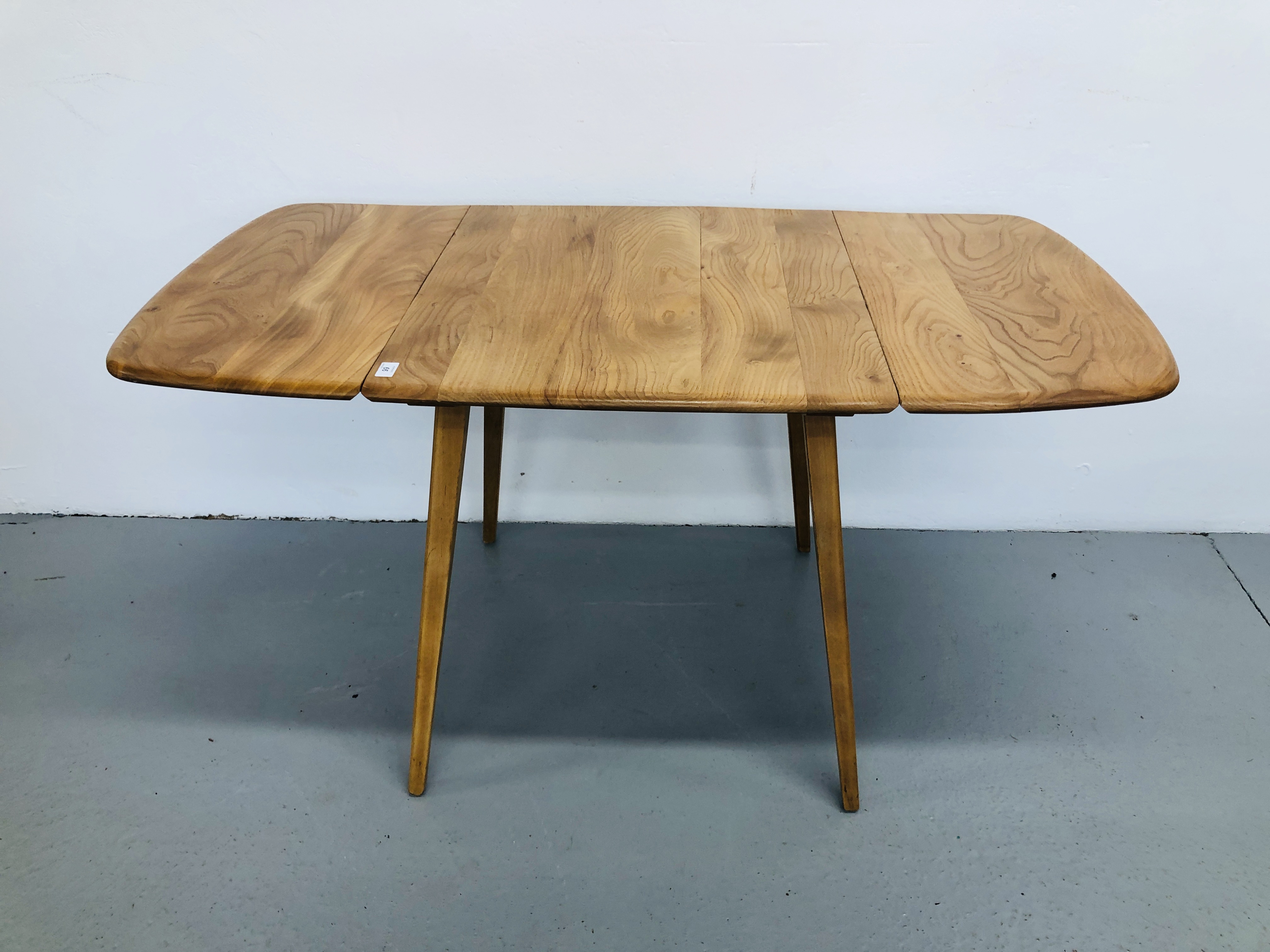 ERCOL DROP FLAP DINING TABLE AND FOUR ERCOL DINING CHAIRS - Image 2 of 4