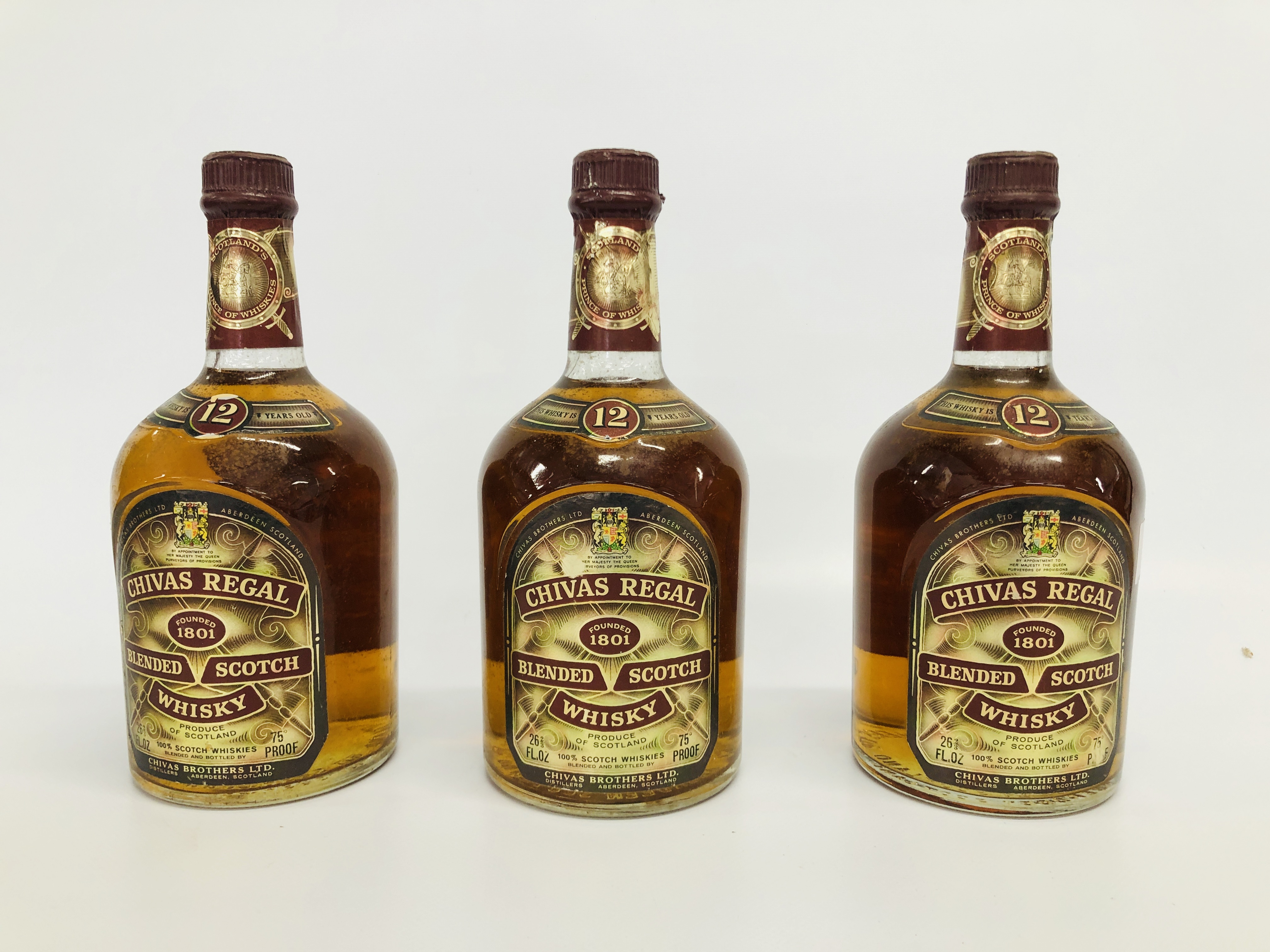 3 X CHIVAS REGAL 26 FL OZ 12 YEAR OLD BLENDED SCOTCH WHISKY (AS CLEARED)