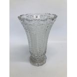 LARGE HEAVY CUT GLASS VASE