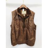 ORVIS SPORTING TRADITIONS BROWN LEATHER WAISTCOAT (SIZE L)