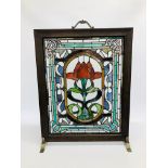 ART NOUVEAU STYLE STAINED & LEAD GLASS FIRE SCREEN