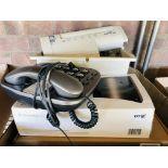 BOX OF ELECTRICS TO INCLUDE DIRT DEVIL AND VAX HAND HELD VACUUM CLEANERS, LAMINATOR, TELEPHONE,