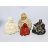4 BUDDHA FIGURES TO INCLUDE LARGEST 30CM,