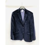 GENTS DESIGNER BLUE VELVET JACKET MARKED "PETER CHRISTIAN" (SIZE 40)