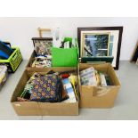 4 BOXES CRAFT ACCESSORIES TO INCLUDE WOOL, SILKS, BEADS, ETC.