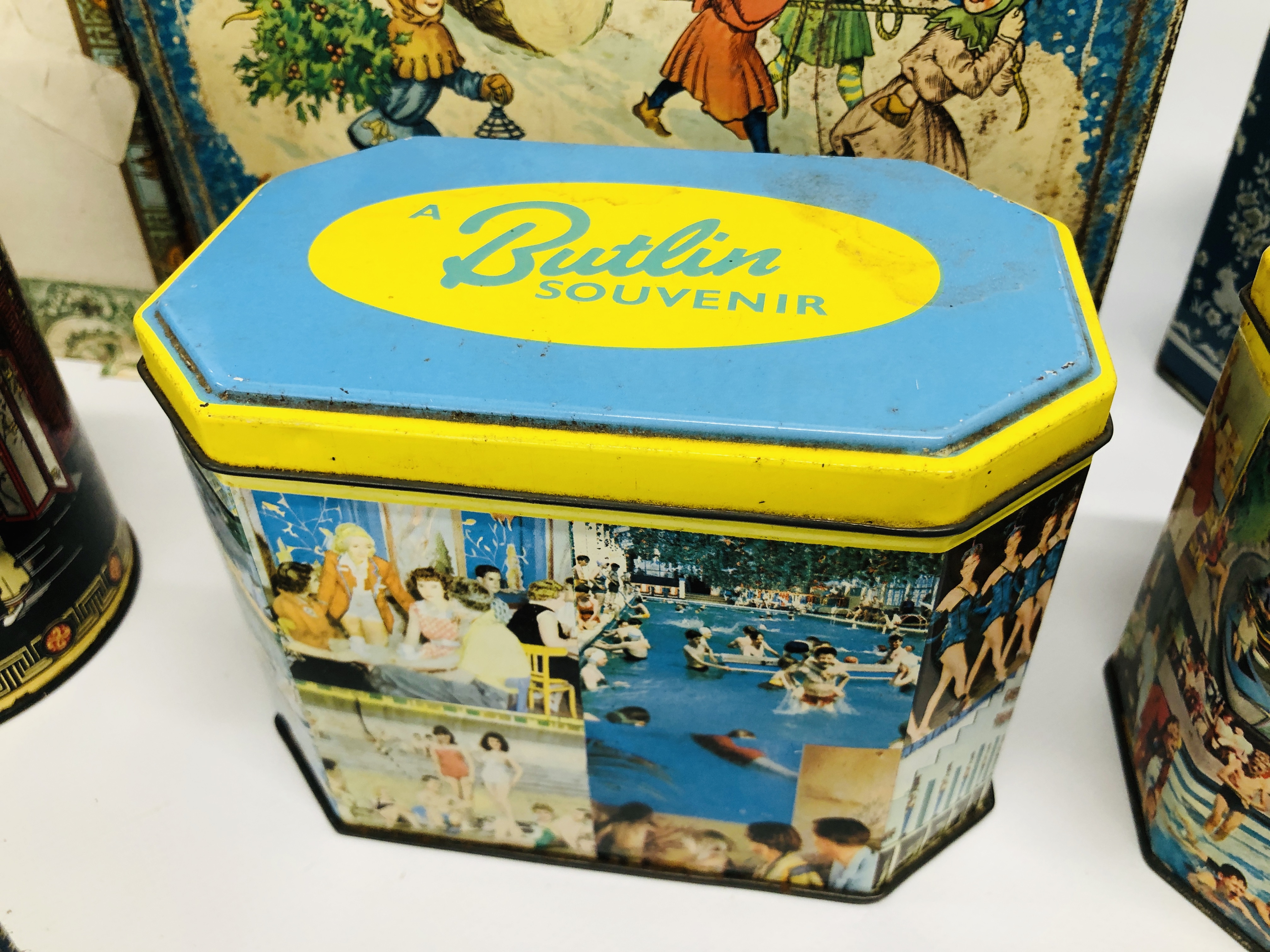 BOX OF MIXED VINTAGE TINS TO INCLUDE BUTLINS, - Image 2 of 9