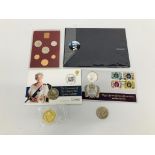 TRAY OF COINS WITH GB 1979 PROOF SET, £5 COIN COVER, SILVER MEDALLION COVER ETC.