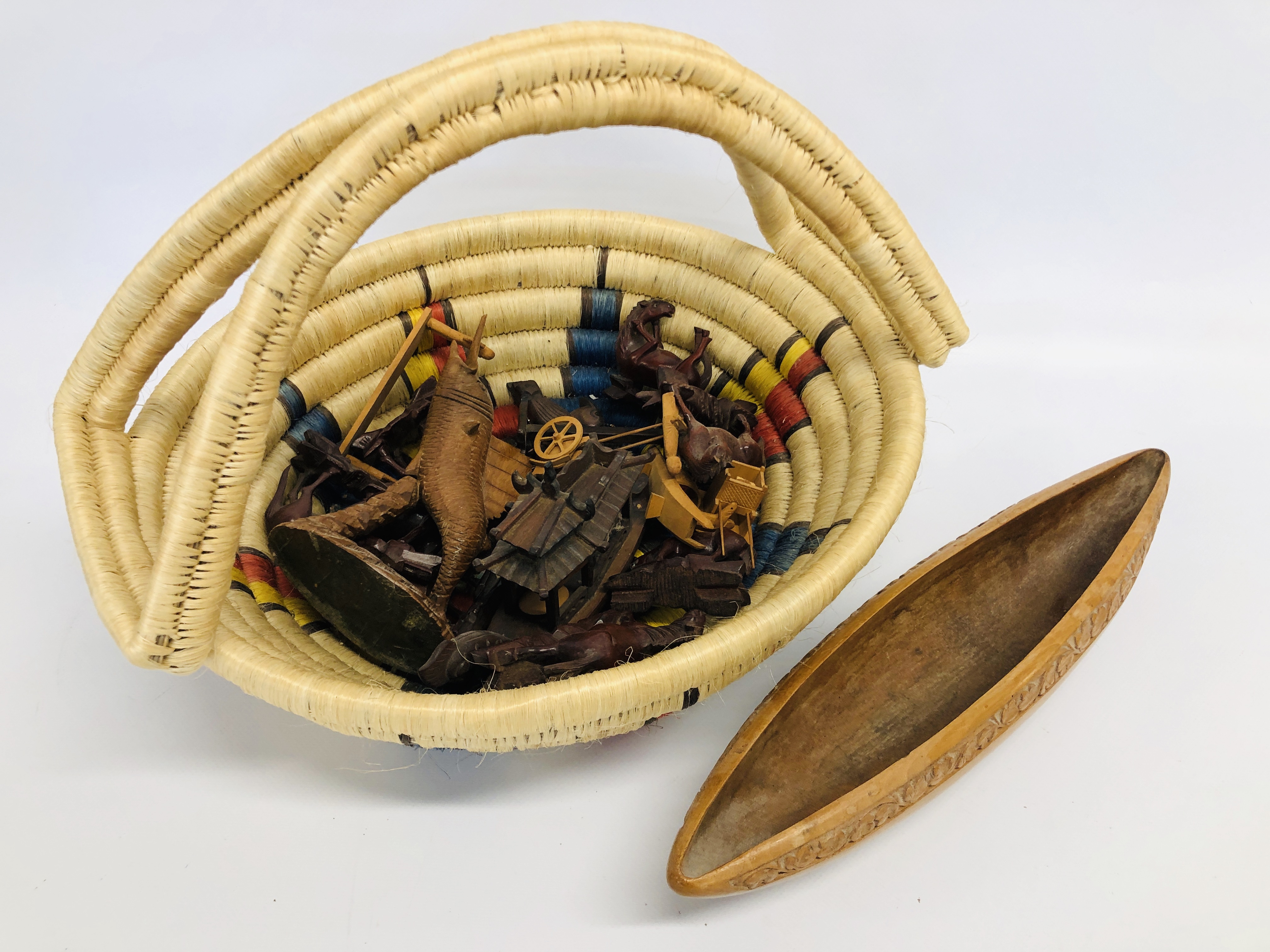 BOX OF MIXED TREEN ITEMS TO INCLUDE LEATHER BOUND WALKING STICK, - Image 3 of 8