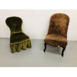 TWO VICTORIAN UPHOLSTERED NURSING CHAIRS FOR RESTORATION