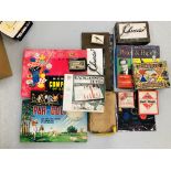 2 BOXES ASSORTED GAMES TO INCLUDE CHINESE CHEQUERS, MONOPOLY, CLUEDO, DRAUGHTS, CROQ-I-DON,