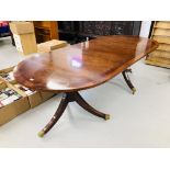 QUALITY REPRODUCTION MAHOGANY TWIN PEDESTAL EXTENDING DINING TABLE, WIDTH 42 INCH,