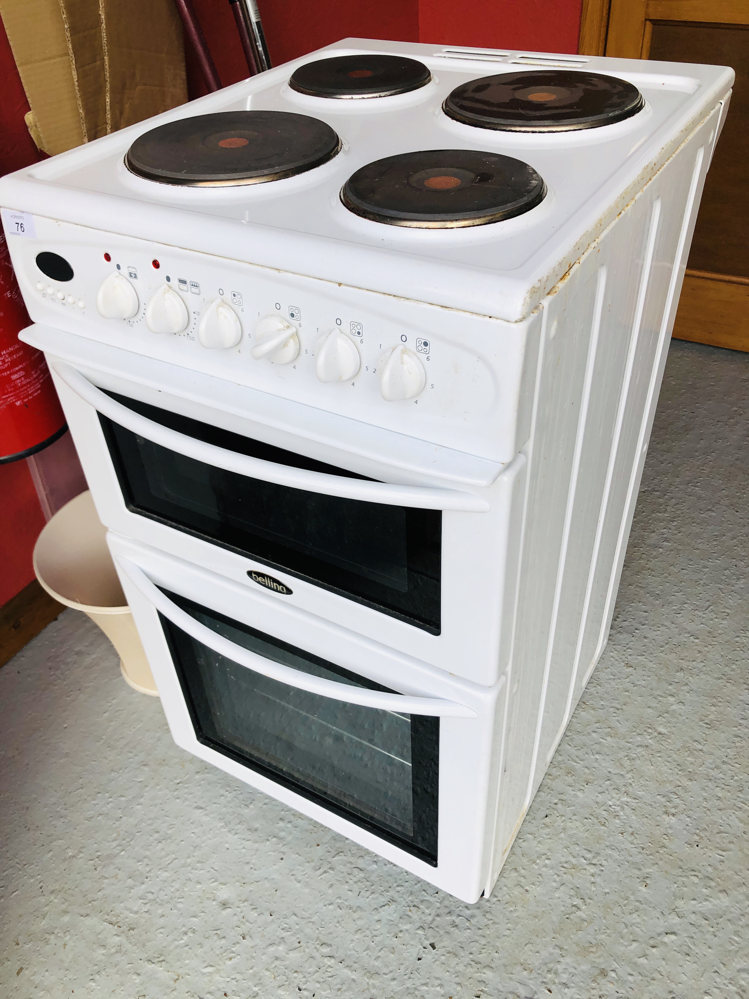 BELLING DOUBLE ELECTRIC OVEN WITH SOLID HOT PLATES - SOLD AS SEEN