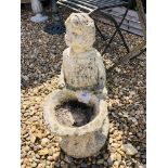 STONEWORK FIGURE OF GIRL WITH BASKET - HEIGHT 20 INCH