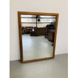 LARGE MODERN FRAMED PINE MIRROR