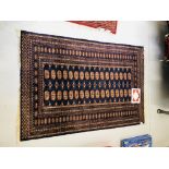 A SUPERFINE MORIGUL BOKHARA AFGHAN CARPET - BLUE/ORANGE - APPROX 6FT 3 INCH X 4FT 3 INCH (WITH