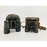 PAIR OF VINTAGE CARL ZEISS 10 X 50 BINOCULARS IN FITTED LEATHER CASE + PAIR OF BUSCH 6 X 30