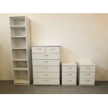 A MODERN WHITE FINISH MULTI DRAWER CHEST, WIDTH 28INCH,