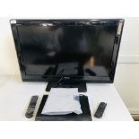 TOSHIBA 32 INCH LCD COLOUR TV WITH REMOTE CONTROL + TECHNIKA DVD & REMOTE CONTROL - SOLD AS SEEN
