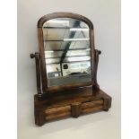 A VICTORIAN VANITY MIRROR WITH DRAWERS TO BASE