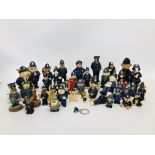 A COLLECTION OF 46 NOVELTY POLICEMEN ORNAMENTS AND NEW YORK 911 POLICE BADGE