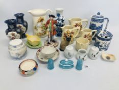 A QUANTITY OF CHINA TO INCLUDE SUSIE COOPER SALT, PEPPER & MUSTARD POT, DENBY SALT,