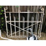 A PAIR OF PAINTED VINTAGE IRON DRIVEWAY GATES - OVERALL SIZE WIDTH 8FT,