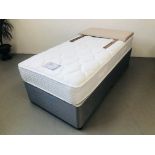 A MYERS ELARA COMFORT 650 SINGLE DIVAN BED WITH STORAGE DRAWERS TO BASE AND FAWN UPHOLSTERED