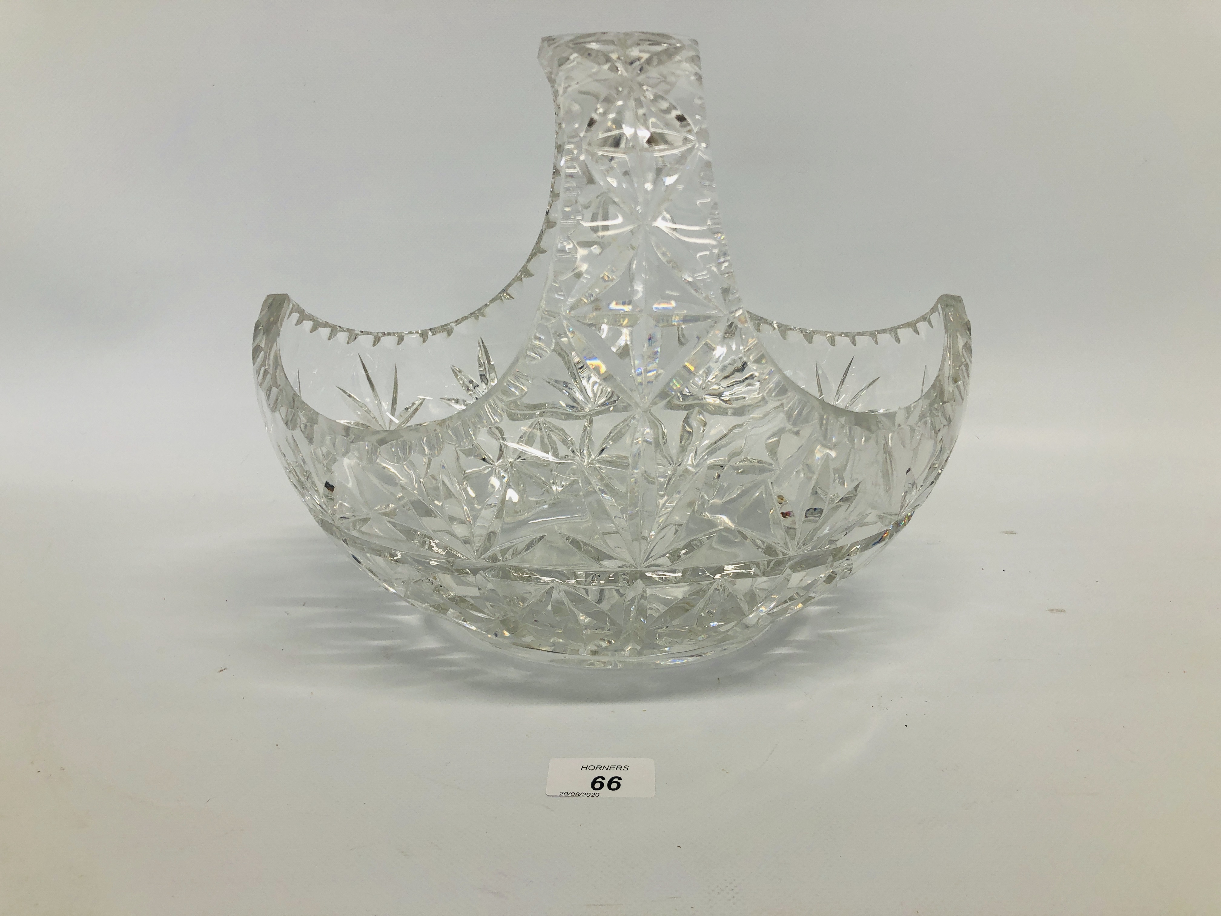 LARGE CUT GLASS BASKET