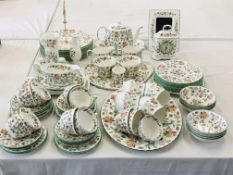 A LARGE QUANTITY OF MINTON HADDON HALL B1451 TEA AND DINNER WARE, APPROX.