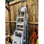 ALUMINIUM 5 TREAD EXTENDING LADDER + BELDRAY ALUMINIUM 7 TREAD FOLDING LADDER + PAIR OF FOLDING