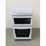 AN INDESIT SLIMLINE DOUBLE ELECTRIC OVEN WITH CERAMIC HOB - SOLD AS SEEN