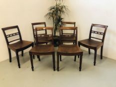 A SET OF SIX EARLY C19TH EAST ANGLIAN HARD SEATED CHAIRS