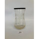 ART NOUVEAU GLASS VASE WITH SILVER RIM