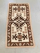 3 VARIOUS HAND KNOTTED WOOL RUGS - 76 INCH X 35 INCH, 69 INCH X 37 INCH,