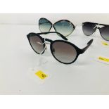 5 PAIRS OF DESIGNER SUNGLASSES TO INCLUDE MARKED SWAROVSKI, VERSACE, PRADA,