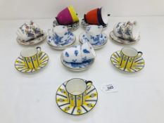 10 PIECE RETRO ROYAL ALBERT "SOUTH PACIFIC" PATTERN COFFEE WARE,