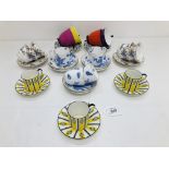 10 PIECE RETRO ROYAL ALBERT "SOUTH PACIFIC" PATTERN COFFEE WARE,