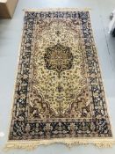 RED BLUE PATTERNED EASTERN HALL RUNNER (HEAVILY WORN CONDITION) 160 INCH LENGTH,