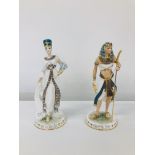 TWO WEDGEWOOD PORCELAIN LIMITED EDITION EGYPTIAN FIGURES TUTANKHAMUN 1336/9500 AND NEFERTITI