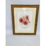 FRAMED "RED POPPIES" BY CHRISTINE GROVES PRINT,