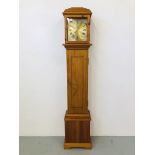 A MODERN PINE LONG CASE CLOCK WITH QUARTZ MOVEMENT