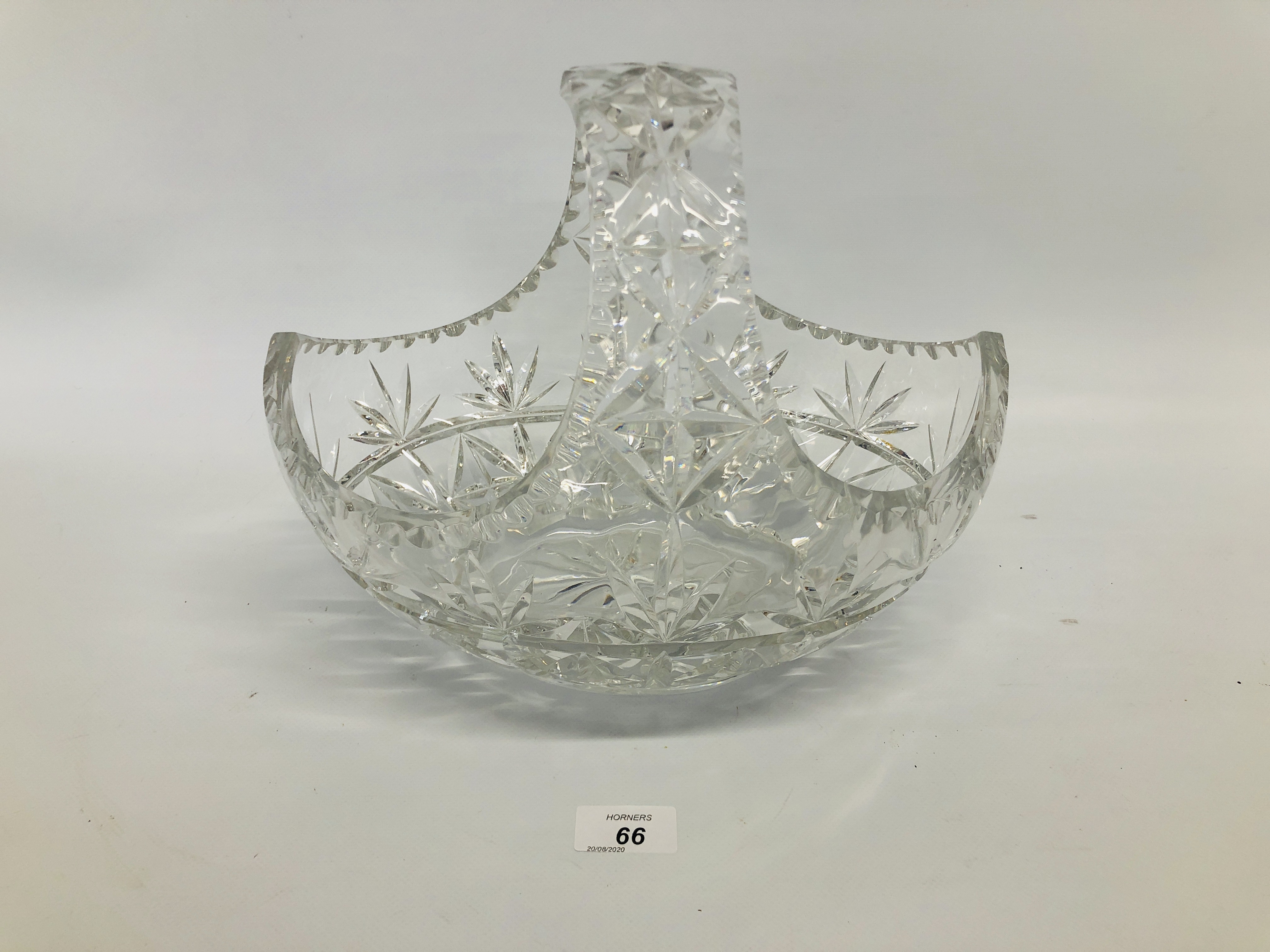 LARGE CUT GLASS BASKET - Image 2 of 2